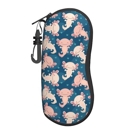 Sød Axolotl Kawaii Mønster Solbrilletui Brilletui Med Bælteklips Lynlås Dobbelt Tryk Solbrilletui Til Voksne Børn