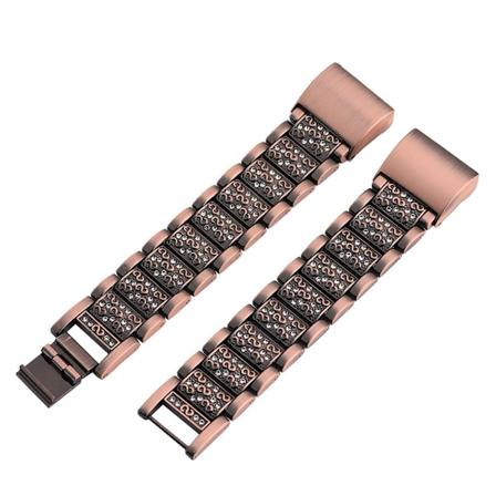 Rustfritt stål klokkebånd erstatning med Rhinestones stropp for Fitbit Charge 2 Bronse