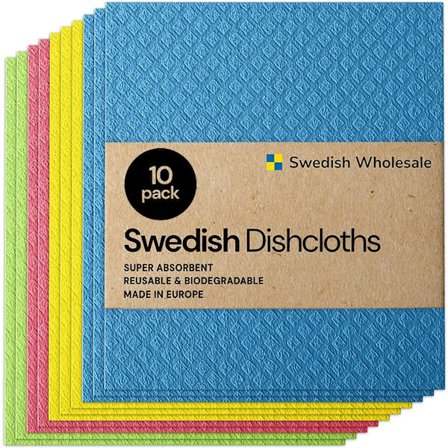Svenska diskhanddukar - 10-pack återanvändbara absorberande handdukar för