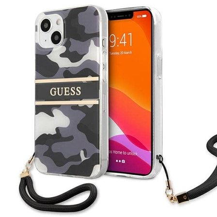 Guess GUHCP13MKCABBK iPhone 13 6,1" sort/sort hardcase Camo Strap Collection