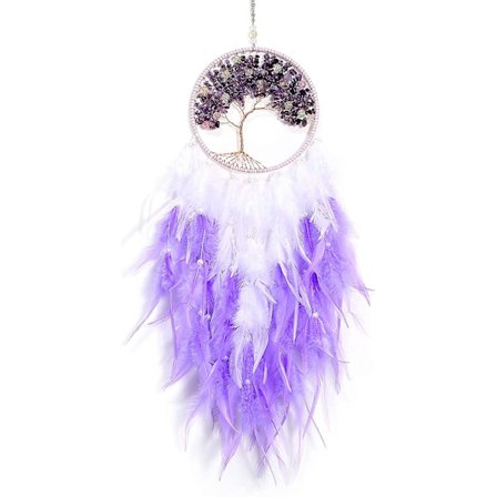 Elämänpuun unisieppari, unisieppari, suuri käsintehty höyhen liikkuva seinäkoriste makuuhuoneeseen