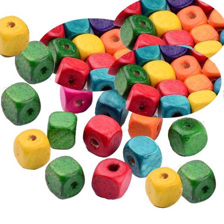 8 Mm Kuber Träpärlor Blandfärg 95 Styck
