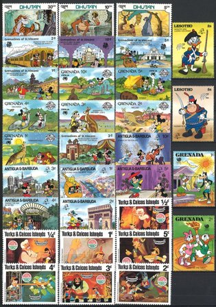 Disney - 115 forskellige frimærker - Postfrisk