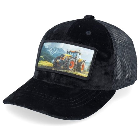 Calza Pennello - Zwart trucker Cap - Kids Yellow Tractor Velvet Black Trucker @ Hatstore