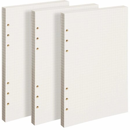 A5 3-pakka 5 mm ruudullista paperia, 6-reikäinen harjoituspaperi