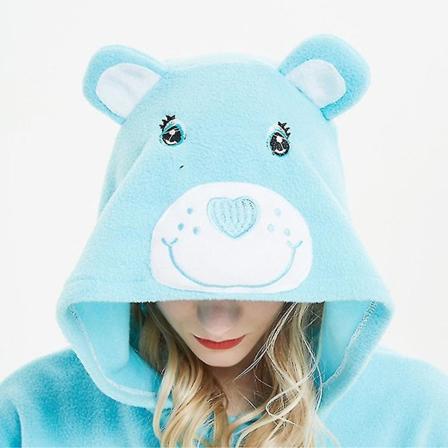 Unisex voksen dyr Onesie plysj pyjamas plysj One Piece Cosplay Costumelovely Bear Blue M
