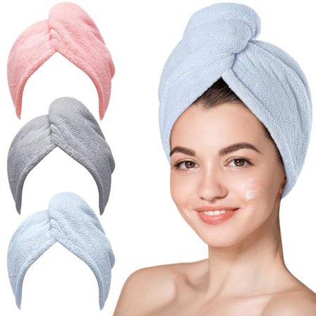 3-pakning Mikrofiber Hårhåndkle, Hurtigtørkende Turbaner for Vått Hår, Anti-Frizz Wrap for Krøllete og Frizz-utsatt Hår, Salongresultater Hjemme (B