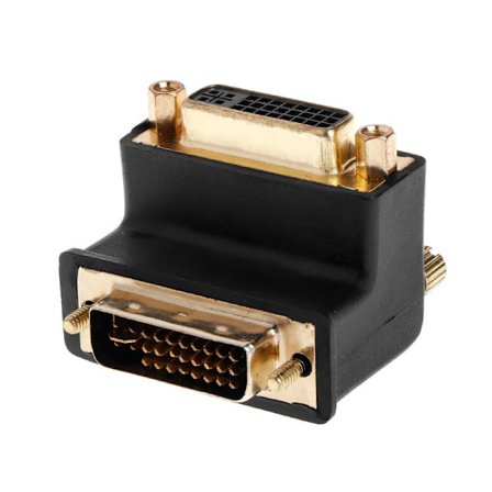 90 grader rettvinklet DVI 24+5 D DVI-I Digital Dual Link hann-til-hun-adapter