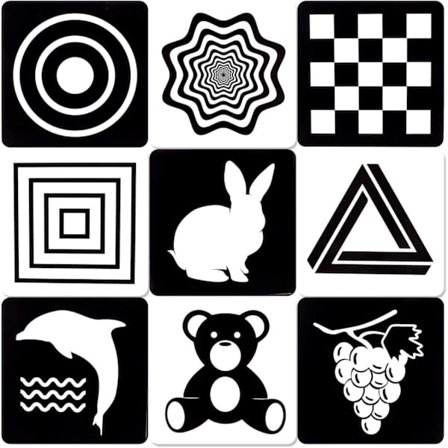 Sort-hvide flashkort til babyer 20 kort 40 sider høj kontrast nyfødt baby