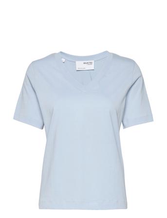 Slfstandards V-Neck Tee T-shirts & Tops Short-sleeved Sininen Selected Femme