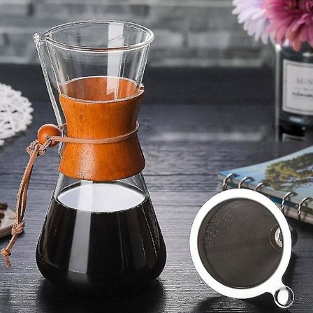 Modstandsdygtig Glas Kaffemaskine med Rustfrit Stål Filter Drypkande