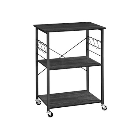 Rootz-rullahylly pyörillä - Säilytysteline - Lastulevy teräs - Heavy Duty - Kannettava - Ebony Black - 40cm x 60cm x 89cm