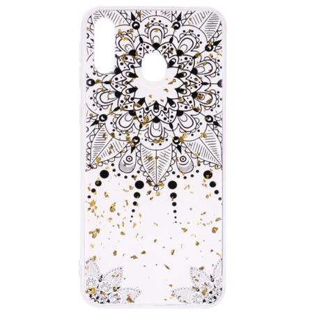 Glitter Mobilskal til Samsung Galaxy A40 - Black Flower