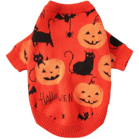 Gresskar genser Hund Katt Halloween genser Hund Halloween kostyme Kjæledyr Halloween Strikket katt Gresskar genser - Oransje