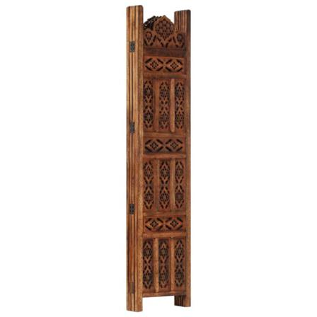 Vidaxl Rumsavdelare 4 Paneler Handsnidad Brun 160x165 Cm Mangotr Brun
