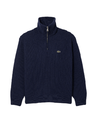 Lacoste High Neck Half Zipper Heavy Wool Sweater Tröjor Herr Blå 5