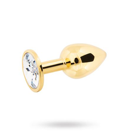 Sexig Metal Plug Small - Gold/Clear - Upptäck sexleksaker hos vuxen.se - Dildos, vibratorer, kulor, piskor, stapons & sexdockor