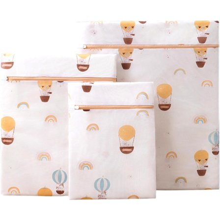 3 st tvättnät i mesh, tvättnät för tvättmaskin, med dragkedjor och tryck av varmluftsballong