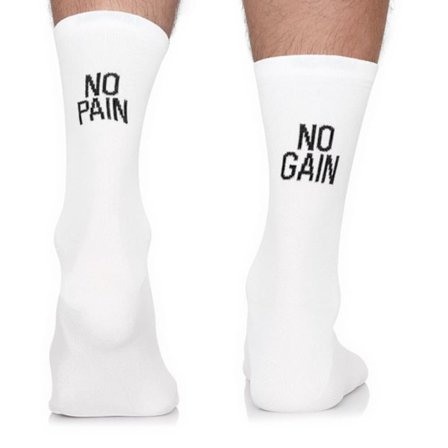 Todo Cycling Pro Andningsbara cykelstrumpor med texten NO PAIN NO GAIN termoaktiv, cykling, väg vit 43-46_MGF
