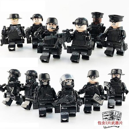 City Police Mask Body Armor Puzzle Building Block Minifigure 12pcs