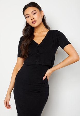 BUBBLEROOM Milena fine knitted cardigan Black Klær