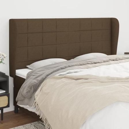 Vidaxl Huvudgavel Med Kanter Mörkbrun 203x23x118/128 Cm Tyg Brun