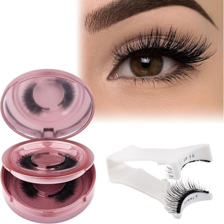 Magnetiska Ögonfransar Naturligt Utseende Manga Fransar med Applikator och Spegel - Inget Lim