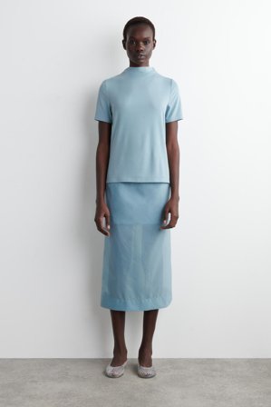 COS Women's T-Shirt In Jersey Drappeggiata in Blu