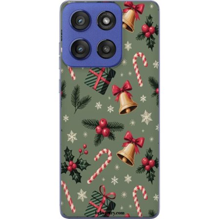 Kompatibel Mobilcover til Motorola Edge 60 Stylus Julemotiv med slikkepinde, ure, gaver og snefnug festligt mønsterdesign perfekt til juledekoration o