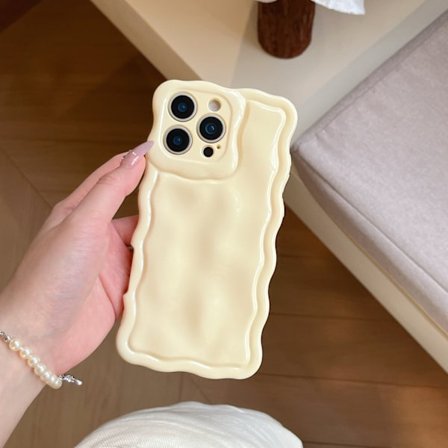 Skal för iPhone 17pro xym våg meteorit kräm gul vattenvåg