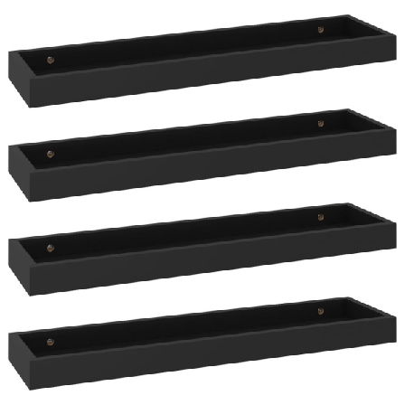 Vidaxl Vägghyllor Med Kant 4 St Svart 60x15x4 Cm Mdf Svart