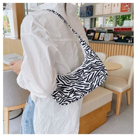 ##/Skulderveske, trendy armhuleveske, sebramønster##/