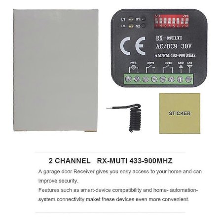 for LIFTMASTER RX Multi Frequency Garasjeport Fjernkontroll Mottaker 2 Kanal Kontroller Bryter 300-868MHz 433mhz 868 MHz Sender JKW
