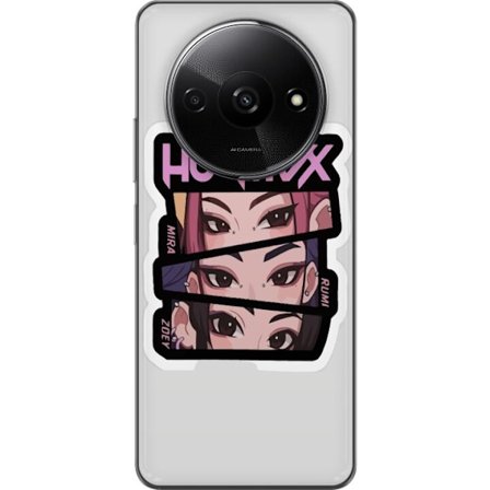 Yhteensopiva Puhelinkuori Xiaomi Redmi A3 K-pop-inspiroitunut futuristinen tyttöryhmä neonvaloissa ja kosminen sci-fi-kohtaus