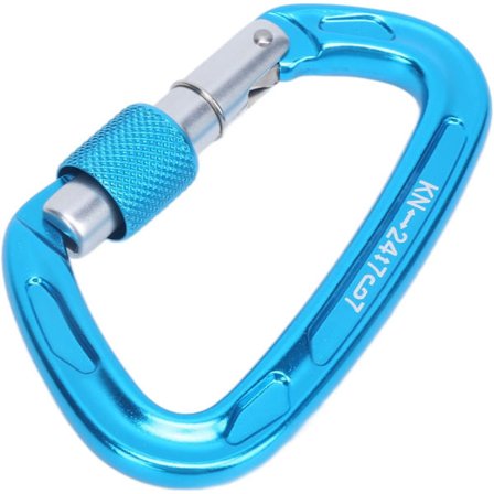 D-formet karabinhage, nem at fastgøre, holdbar og sikker, aluminium