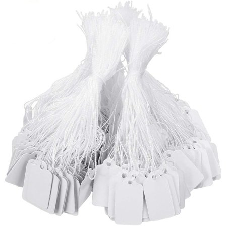 200 st Blanka Vita Pappershänglappar med Snöre Pris Namn Storlek Etiketter för Smycken Kläder Produkt