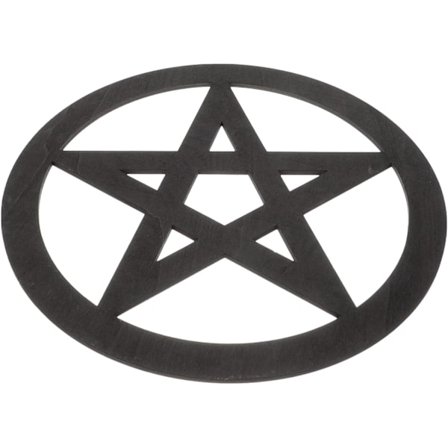 Acrifice Altar Tiles Pentagram Altar Tile Hand Carved Wooden Round Ornament för Offerter Spells Ritual Black