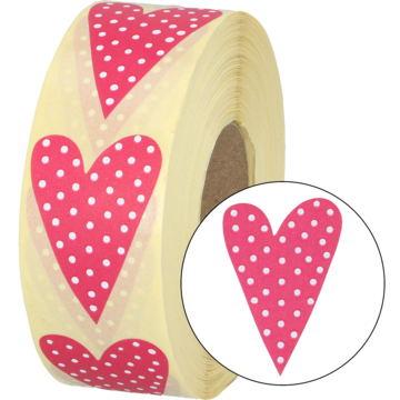 ETIKETT PRIKKEHJERTE CERISE