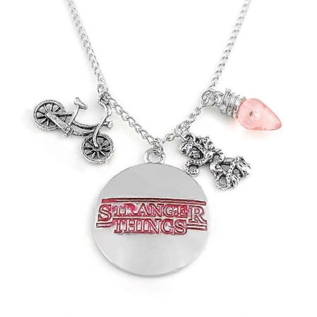 Stranger Things 4-tema halskæde blomst 26 bogstaver retro vedhæng Halloween bedste gave til børn og venner