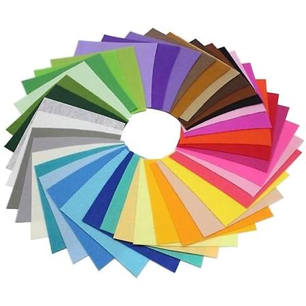 40 stk. Ikke-vevd stoffark Polyester filt firkanter ark for lappeteknikk sy DIY håndverk 15 x 15cm Assorted Color