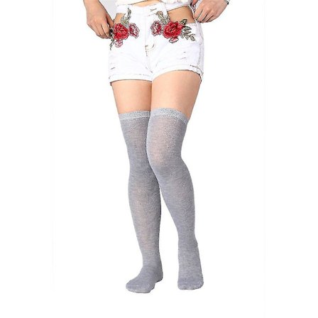 Womem långa bomullsstrumpor över knä lår Hög slang Trendiga strumpor