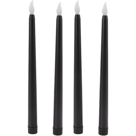 4 st 10 tum Flammlösa Spetsiga Ljus Långa LED-Ljus Batteridrivna Varm Ljus för Jul Semester Bröllop Födelsedag (Svart)