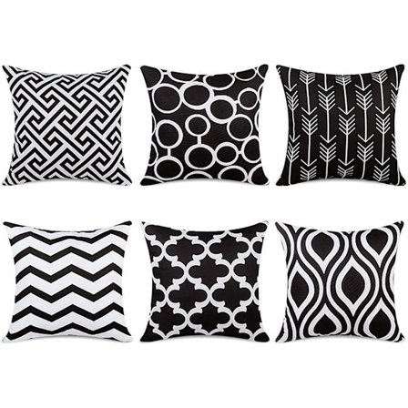 100% lærred firkantet dekorativ pudebetræk, sort 45*45cm