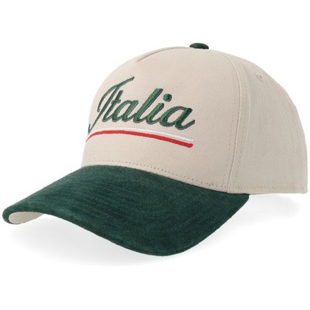 Iconic - Beige adjustable Keps - Italia Script Beige Canvas/Forest Suede A-Frame Adjustable @ Hatstore