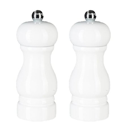 Salt- och pepparkvarnset, manuell pepparkvarn med justerbar 5 tum vit