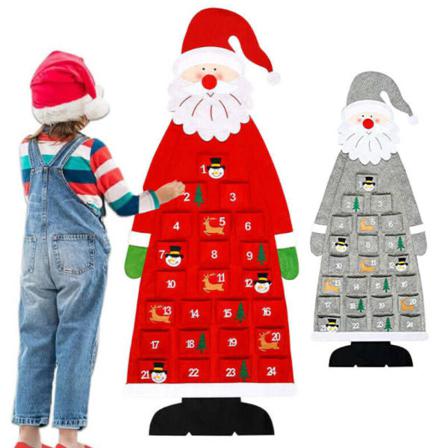 Julfilt Adventskalender Vägghängande Med Fickor 24 Dagar