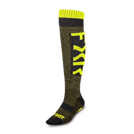 Șosete FXR Moto Sock 26 negru/verde militar/Hi-Vis Univerzalna velikost
