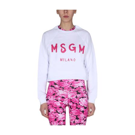 Msgm Brushed Logo Sweatshirt Hvid, Dame Sweatshirts