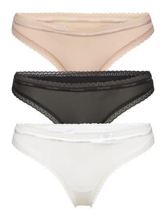 Thong 3Pk Stringtrosa Underkläder Multi/mönstrad Calvin Klein