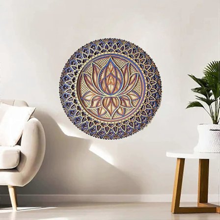 Lotusblomst Mandalawall Art, Lotusblomst Mandala Metall Veggdekorasjon For Soveromsinnredning Bohemsk Veggkunst (a) 30 X 30 Cm